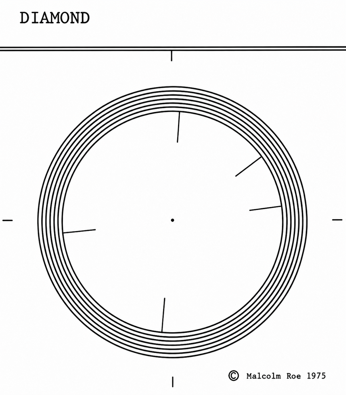 Esempio di card magneto-geometrica di Malcolm Rae con disegno geometrico nel cerchio
